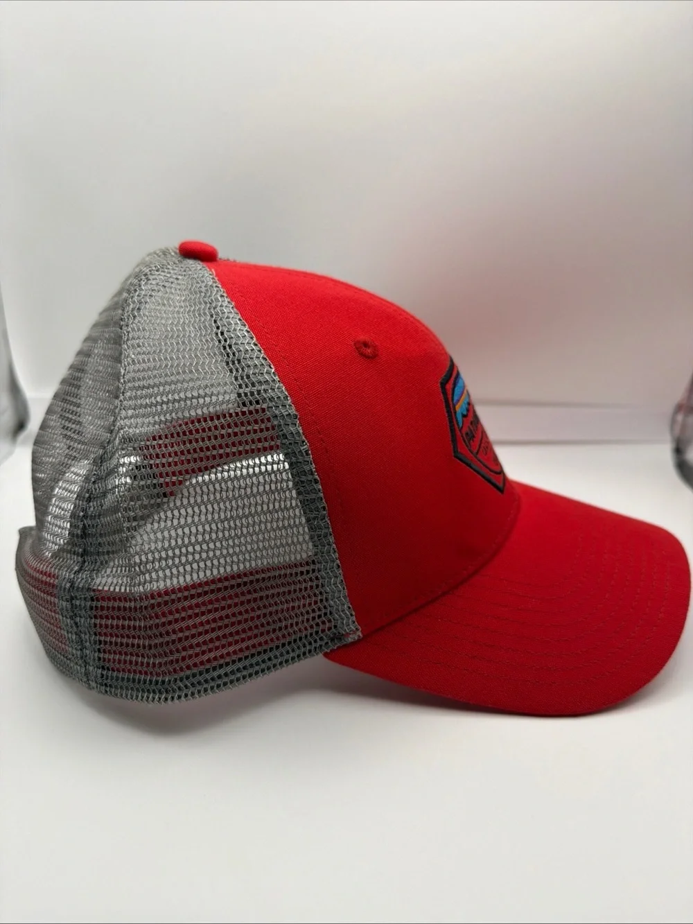 Patagonia Red Front with Gray Mesh Patch Trucker Hat